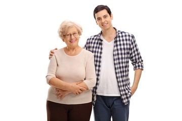 Poster - Young man posing with his grandma