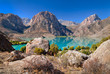 Turquoise lake in Fann mountains Iskanderkul