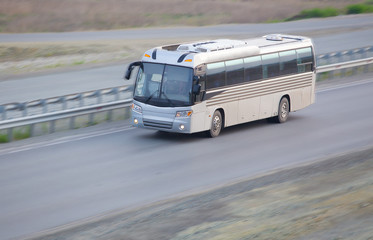 Canvas Print -  bus goes on country highway