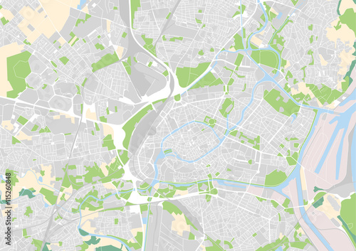 Plakat wektorowa mapa miasta Strasburg, Francja