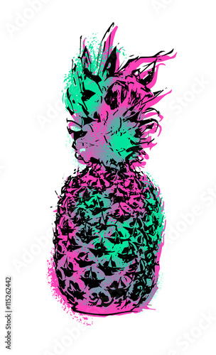 Naklejka dekoracyjna Kolorowy wakacyjny ananas