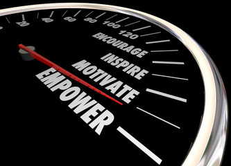 empower encourage motivate inspire speedometer 3d illustration