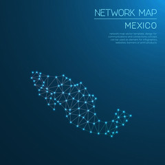 Wall Mural - Mexico network map. Abstract polygonal map design. Internet connections vector illustration.