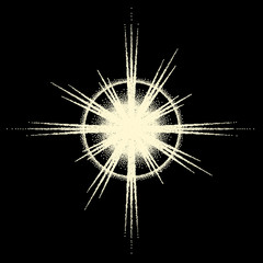 Wall Mural - Vintage dotwork star, sunburst or explosion with rays