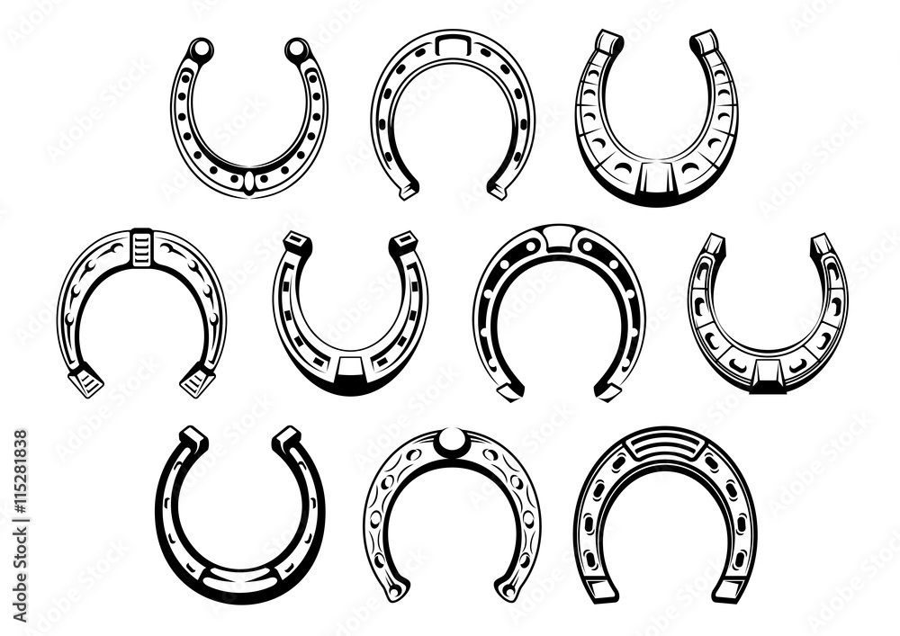 Lucky horseshoes retro symbol for talisman design - obrazy, fototapety, plakaty 