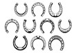 Lucky horseshoes retro symbol for talisman design