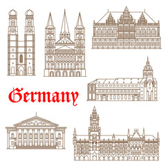 Canvas Print - Famous landmarks of german architecture icon