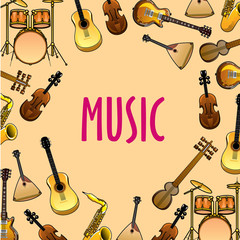 Wall Mural - Music background with classic, ethnic instruments