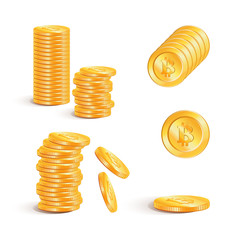 Bitcoin vector icon isolated on a light background. Digital or v