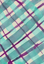 Turquoise And Purple Checkered Watercolor Background