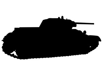 Wall Mural - Big old tank on a white background