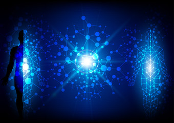 abstract body with mesh on blue background. illustration vector