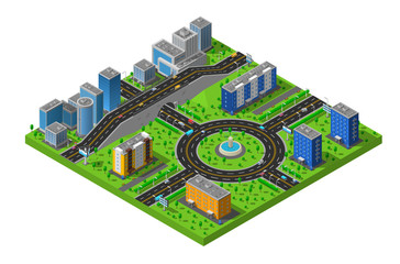 Poster - Isometric City Street Composition Poster 