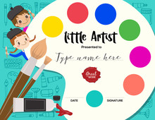 Little Artist, Kids Diploma Painting Course Certificate Template