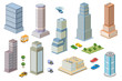 © AlexZel - 3D  kit metropolis of skyscrapers, houses, gardens and streets in a three-dimensional isometric view