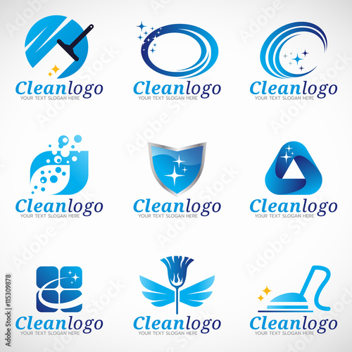 Clean And Housekeeping Service Logo Vector Set Design Buy This Stock Vector And Explore Similar Vectors At Adobe Stock Adobe Stock