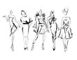 Sketch. Fashion Girls on a white background