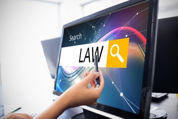 Wall Mural - Composite image of logo of a search bar in which law is written