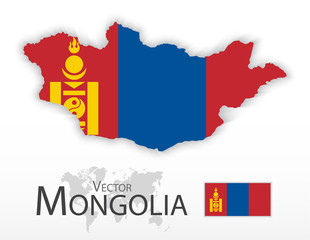 Wall Mural - Mongolia ( flag and map ) ( transportation and tourism concept )