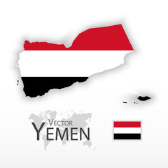 Wall Mural - Yemen ( Republic of Yemen ) ( flag and map ) ( transportation and tourism concept )