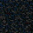 Seamless pattern with program code on black background