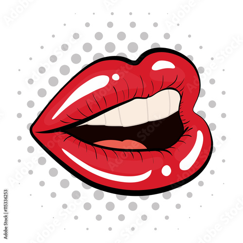 Fotografie, Obraz Pop art concept represented by female mouth icon