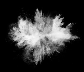 Wall Mural - White powder explosion on black background