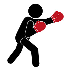 Canvas Print - simple flat design boxing person pictogram icon vector illustration