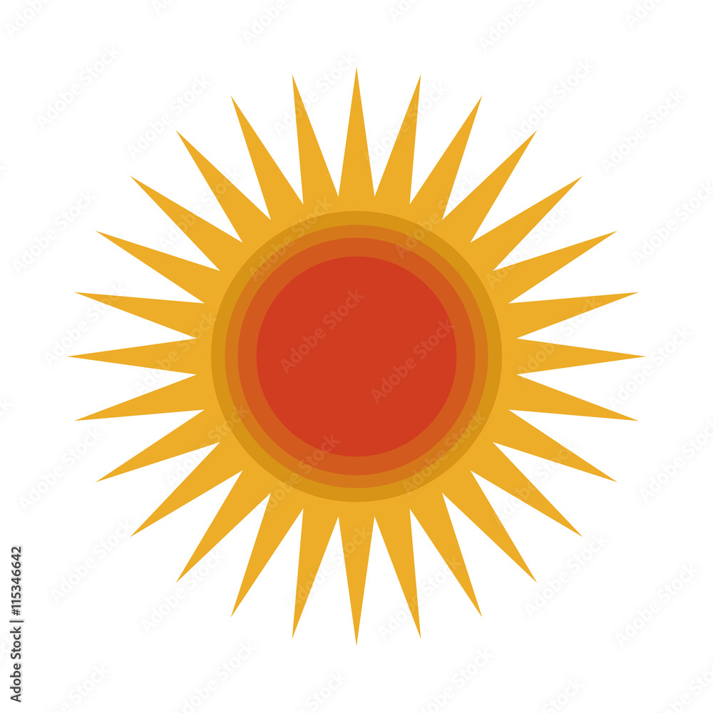 flat design cartoon sun icon vector illustration