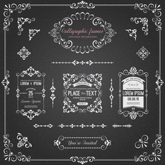 Wall Mural - ornate chalkboard frames and scroll elements for weddings, anniversaries, engagements, save the date