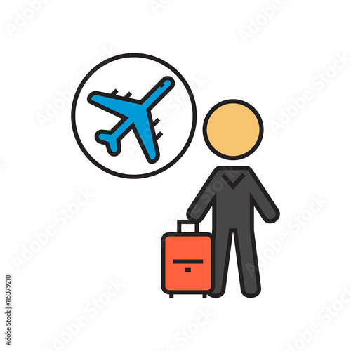 Airline Passenger Line Icon Stock Vector Adobe Stock