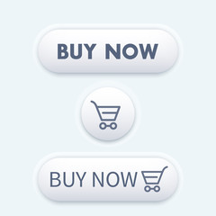 Canvas Print - buy now, buttons for website with shopping trolley, vector illustration