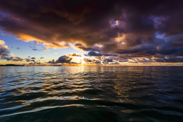 Wall Mural - sunset colors of seychelles