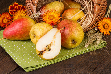 Canvas Print - Pears decoration. Autumn fall still life.