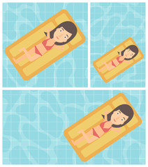 Sticker - Woman relaxing in swimming pool.