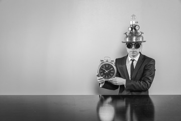 Wall Mural - Vintage businessman sitting at office desk