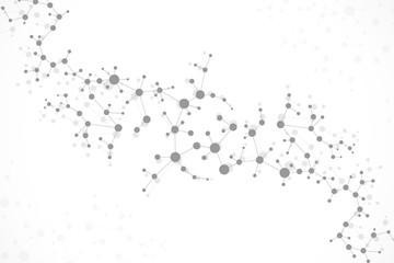 Structure molecule and communication Dna, atom, neurons. Science concept for your design. Connected lines with dots. Medical, technology, chemistry, science background. Vector illustration.