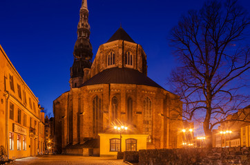 Fototapete - Riga, Latvia: Old Town at night