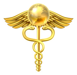 Sticker - Caduceus Globe Medical Symbol Concept