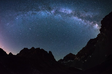 Wall Mural - the outstanding beauty of the milky way arc and the starry sky captured at high altitude in summerti