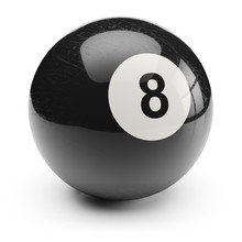 Billiard Black Eight Ball. Isolated On White Background 3d