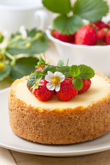 Canvas Print - cheesecake with fresh strawberries