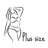 Plus size model woman sketch. Hand drawing style. Fashion logo with  overweight. Curvy body icon design. Vector illustration Stock Vector |  Adobe Stock