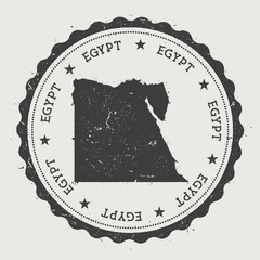 Wall Mural - Egypt hipster round rubber stamp with country map. Vintage passport stamp with circular text and stars, vector illustration.