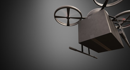 Wall Mural - carbon material generic design remote control air drone flying black box under empty surface.blank g