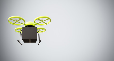 Wall Mural - green color material generic design remote control air drone flying black box under empty surface.bl