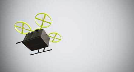 Wall Mural - green color material generic design remote control air drone flying black box under empty surface.bl