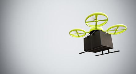 Wall Mural - green color material generic design remote control air drone flying black box under empty surface.bl