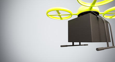 Wall Mural - green color material generic design remote control air drone flying black box under empty surface.bl
