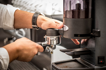 Wall Mural - Barista making coffee